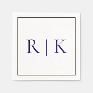 Guardanapo De Papel Iniciais Monogramas Letras Casamento Azul Profundo