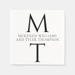 Guardanapo De Papel Iniciais Negras Negrito em Monograma Moderno