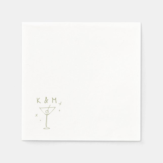Guardanapo De Papel Iniciais Personalizadas De Martini Impressionante (Frente)