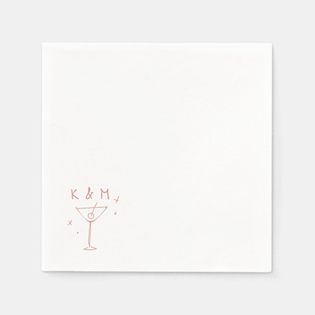 Guardanapo De Papel Iniciais Personalizadas De Martini Impressionante (Frente)