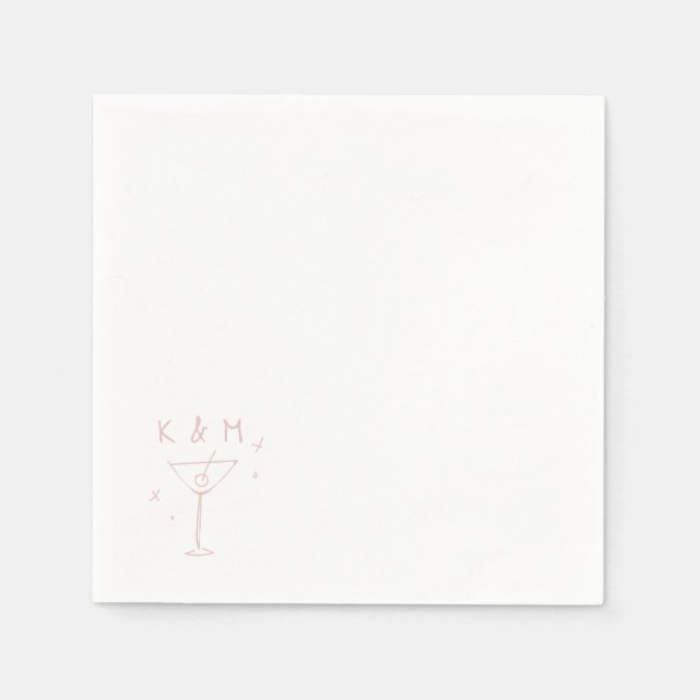 Guardanapo De Papel Iniciais Personalizadas De Martini Impressionante (Frente)
