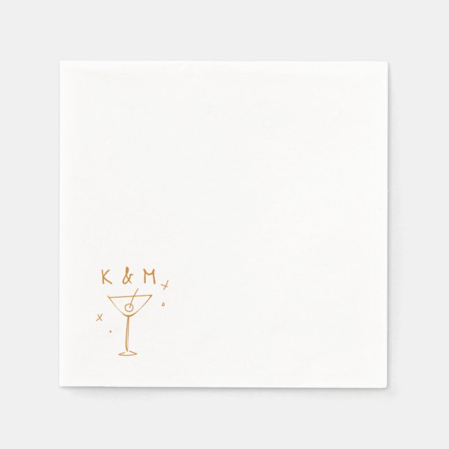 Guardanapo De Papel Iniciais Personalizadas De Martini Impressionante (Frente)