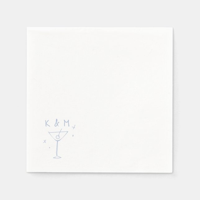 Guardanapo De Papel Iniciais Personalizadas De Martini Impressionante (Frente)