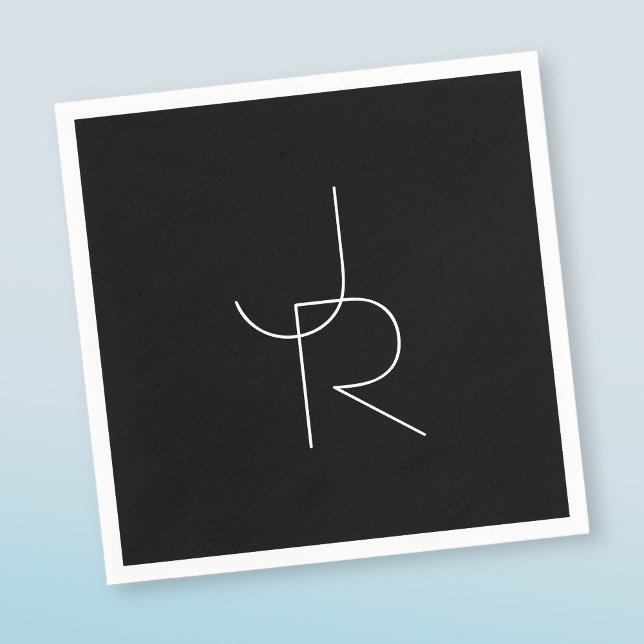 Guardanapo De Papel Iniciais Sobrepostos Modernos 2 | Branco sobre Pre (Criador carregado)