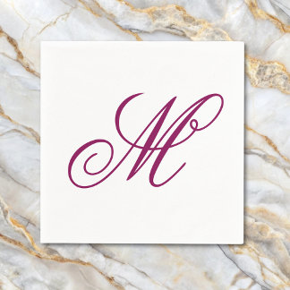 Guardanapo De Papel Inicial de Monograma de Vinho Elegante