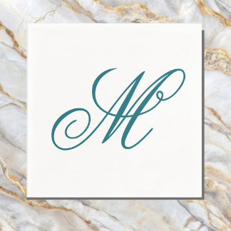 Guardanapo De Papel Inicial Monograma Elegante em Verde Azul