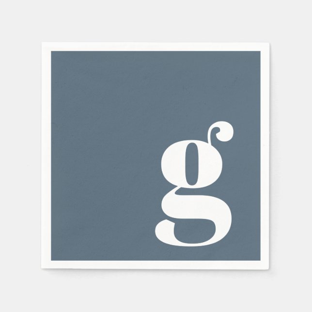 Guardanapo De Papel Inicial Monogramada Minimalista em Azul Escuro Emp (Frente)