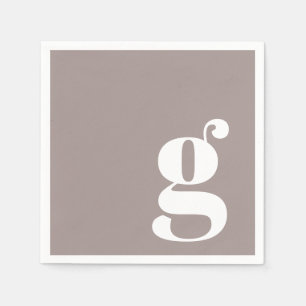 Guardanapo De Papel Inicial Monogramada Minimalista em Marrom Taupe
