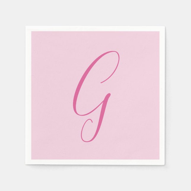 Guardanapo De Papel Initial Letter Monogram Light Pink Plain Chic (Frente)
