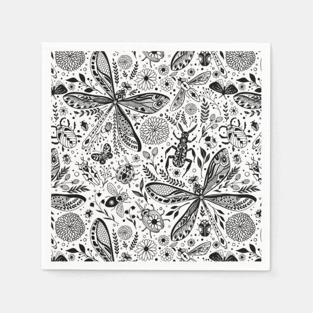 Guardanapo De Papel Insetos de porta em azul escuro (Frente)