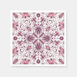 Guardanapo De Papel Insetos, magenta escura e rosa em branco
