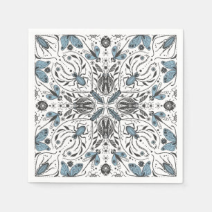 Guardanapo De Papel Insetos, preto e azul