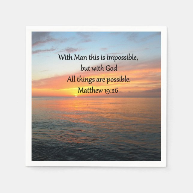 GUARDANAPO DE PAPEL INSPIRING MATTHEW 19:26 DESIGN SUNRISE (Frente)