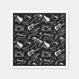 Guardanapo De Papel Instrumentos Pretos e Brancos