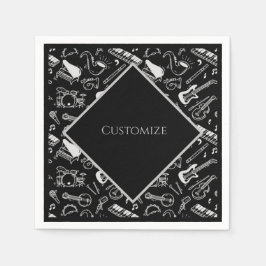Guardanapo De Papel Instrumentos Pretos e Brancos Personalizados