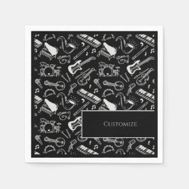Guardanapo De Papel Instrumentos Pretos e Brancos Personalizados 2