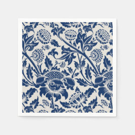Guardanapo De Papel Intricate blue floral pattern on light background