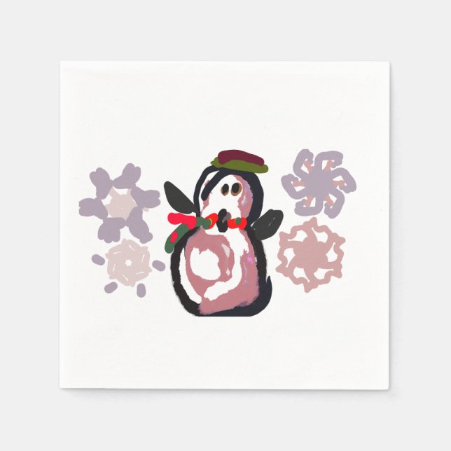 Guardanapo De Papel Inverno do Pinguim  (Frente)
