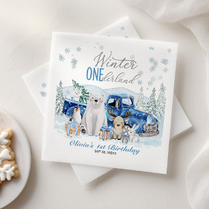 Guardanapo De Papel Inverno Onederland Menino Animal Ártico 1º Anivers