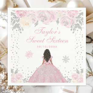 Guardanapo De Papel Inverno Rosa Princesa de Pele Morena Sweet Sixteen