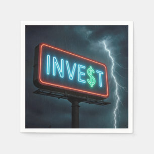 Guardanapo De Papel Invista em Neon Billboard em uma Tempestade