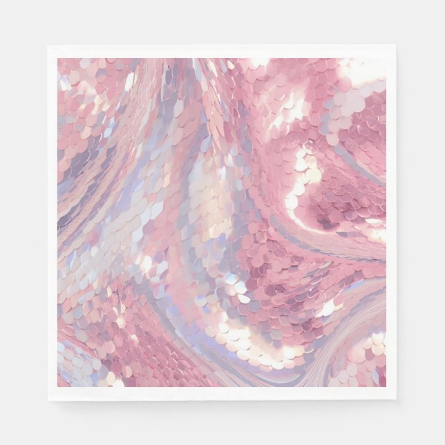 Guardanapo De Papel Iridesecent Pink and Purple Sequin (Frente)