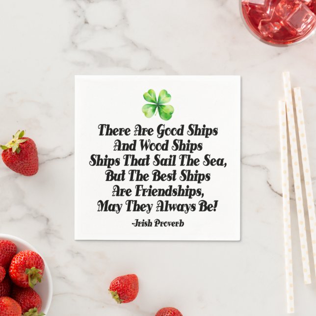 Guardanapo De Papel Irish Friendship Ships Proverb Four Leaf Clover  (Insitu)