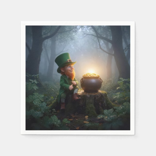 Guardanapo De Papel Irish Leprechaun with a Pot of Gold (Frente)