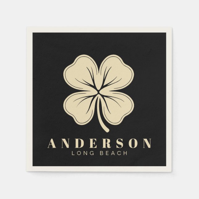 Guardanapo De Papel Irish Lucky Quatro Folha | Nome Black Coctail (Frente)
