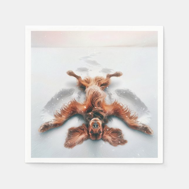 Guardanapo De Papel Irish Setter Fazer a Snow Angel (Frente)