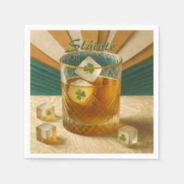 Guardanapo De Papel Irish Whiskey Tumbler Shamrock Ice "Sláinte!"