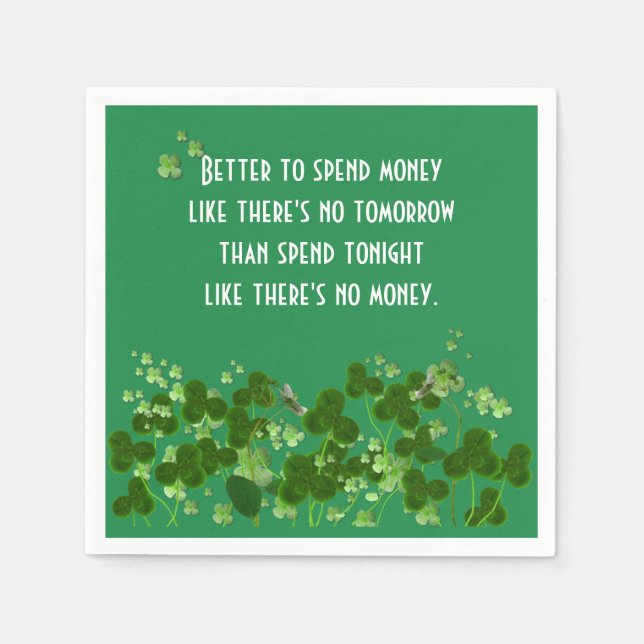 Guardanapo De Papel Irlandês Proverbe Sobre Verde Com Shamrocks (Frente)