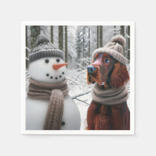Guardanapo De Papel Irlandês Setter Dog com Neve
