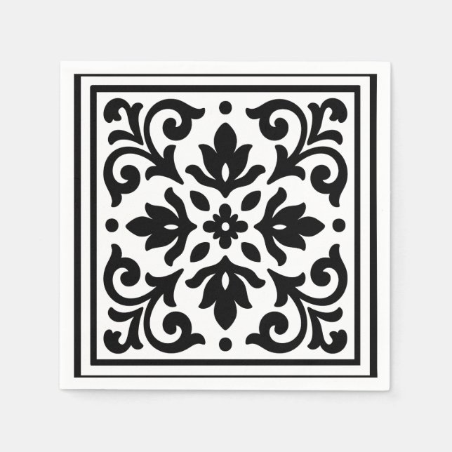 Guardanapo De Papel Ironlace Preto & Branco Vintage  (Frente)