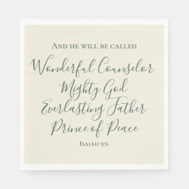 Guardanapo De Papel Isaiah 9:6 Elegante Sage Green Natal