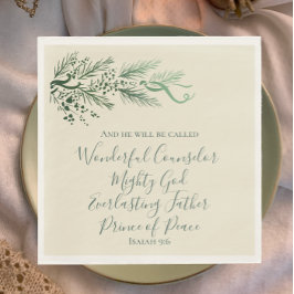 Guardanapo De Papel Isaiah 9:6 Natal de Pinho Verde Único Elegante