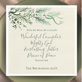 Guardanapo De Papel Isaiah 9:6 Sage Pine Natal Personalizado