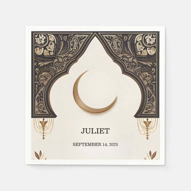 Guardanapo De Papel Islã Nikah Árabe Walima Muçulmano Chá de Panela (Frente)