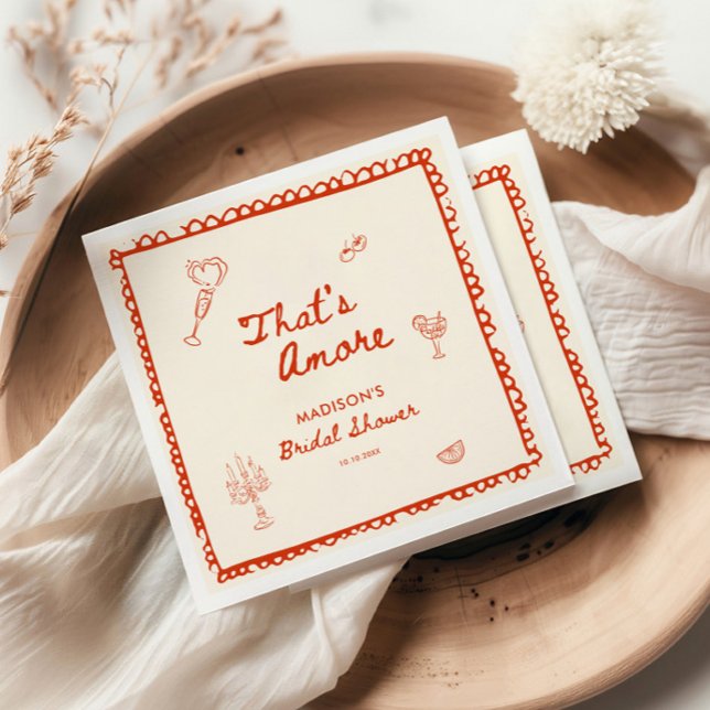 Guardanapo De Papel Isso é Amore Chuveiro de Noiva Desenhado à Mão Ita (Criador carregado)