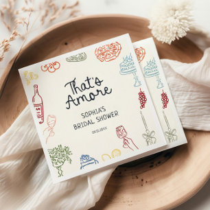 Guardanapo De Papel Isso é Amore Colorido Ilustrado Chá de Noiva