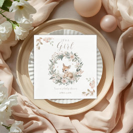 Guardanapo De Papel It’s a Girl Floral Deer Baby Shower Table Decor