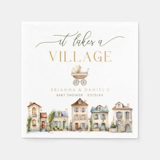 Guardanapo De Papel It Takes a Village Baby Shower Napkin (Frente)