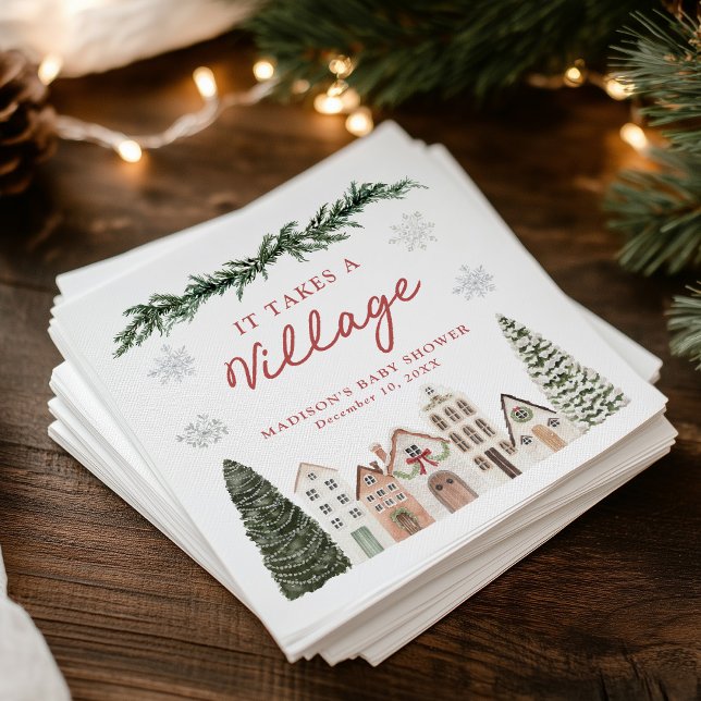 Guardanapo De Papel It Takes a Village Snowflake Winter Baby Shower (Criador carregado)