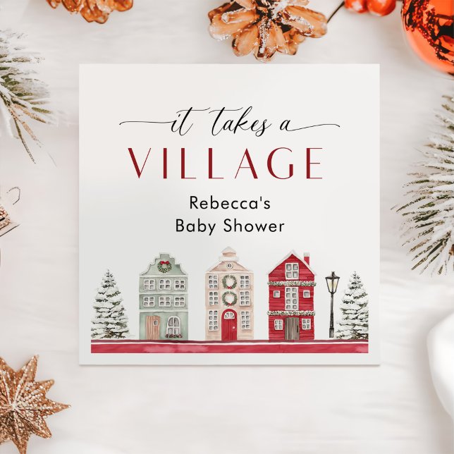 Guardanapo De Papel It Takes a Village Winter Christmas Baby Shower (Criador carregado)