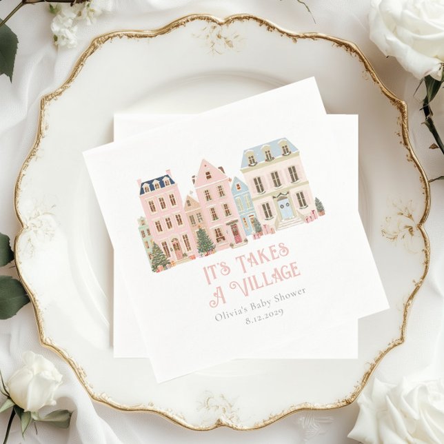 Guardanapo De Papel It Takes a Village Winter Whimsical Baby Shower (Criador carregado)