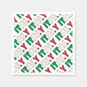 Guardanapo De Papel Itália Flag Colors Typoographic Pattern Hearts