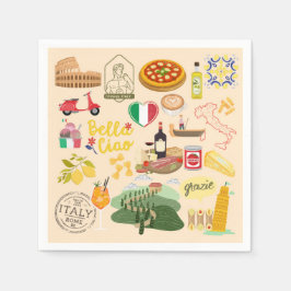 Guardanapo De Papel Itália - Símbolos Viagem Amantes