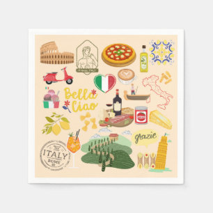 Guardanapo De Papel Itália - Símbolos Viagem Amantes