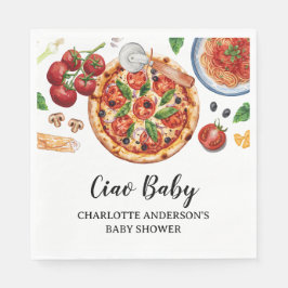 Guardanapo De Papel Italian Ciao Baby Pizza Red Baby Shower 