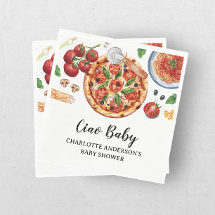 Guardanapo De Papel Italian Ciao Baby Pizza Vermelho Chá de Bebê